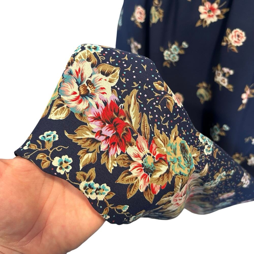 Leslie Fay Navy Floral Border Midi Skirt 16P Coastal Chic - Picture 9 of 14